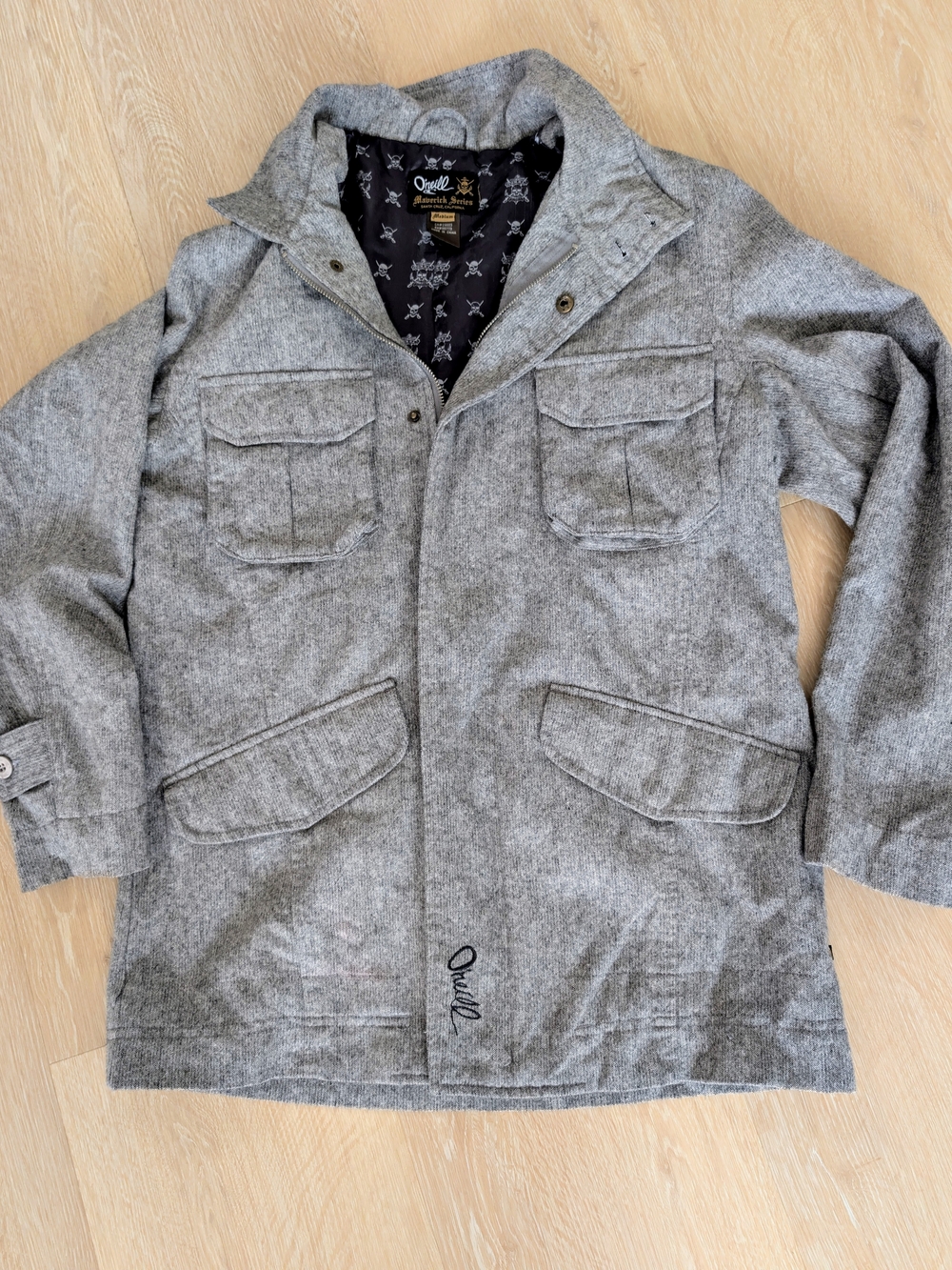 O'Neill Maverick Series Gray Military-Style Field Jacket Wool Blend Men's Size M